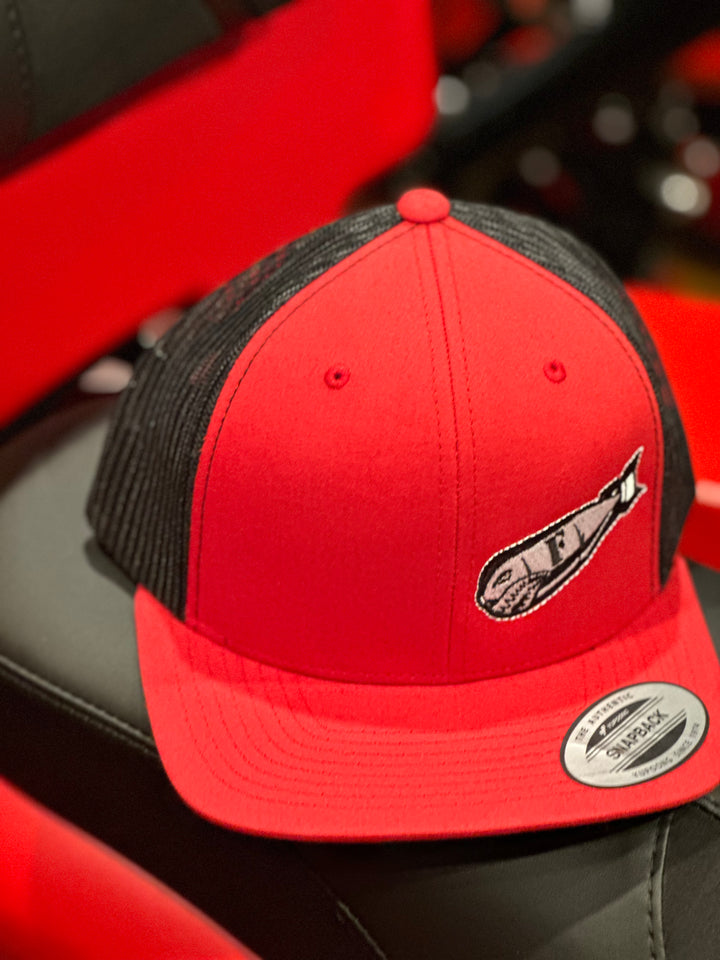 RED/BLACK SNAP BACK TRUCKER  HAT